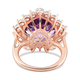 Rose De France Amethyst and Natural Cambodian Zircon Ring 14.12 cts in Rose Gold Overlay Sterling Silver.