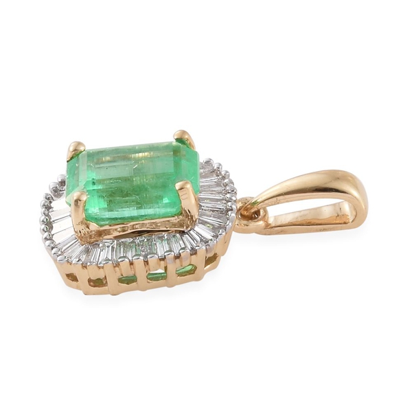 ILIANA 18K Y Gold AAAA Boyaca Colombian Emerald (Oct 1.00 Ct), Diamond Pendant 1.250 Ct.