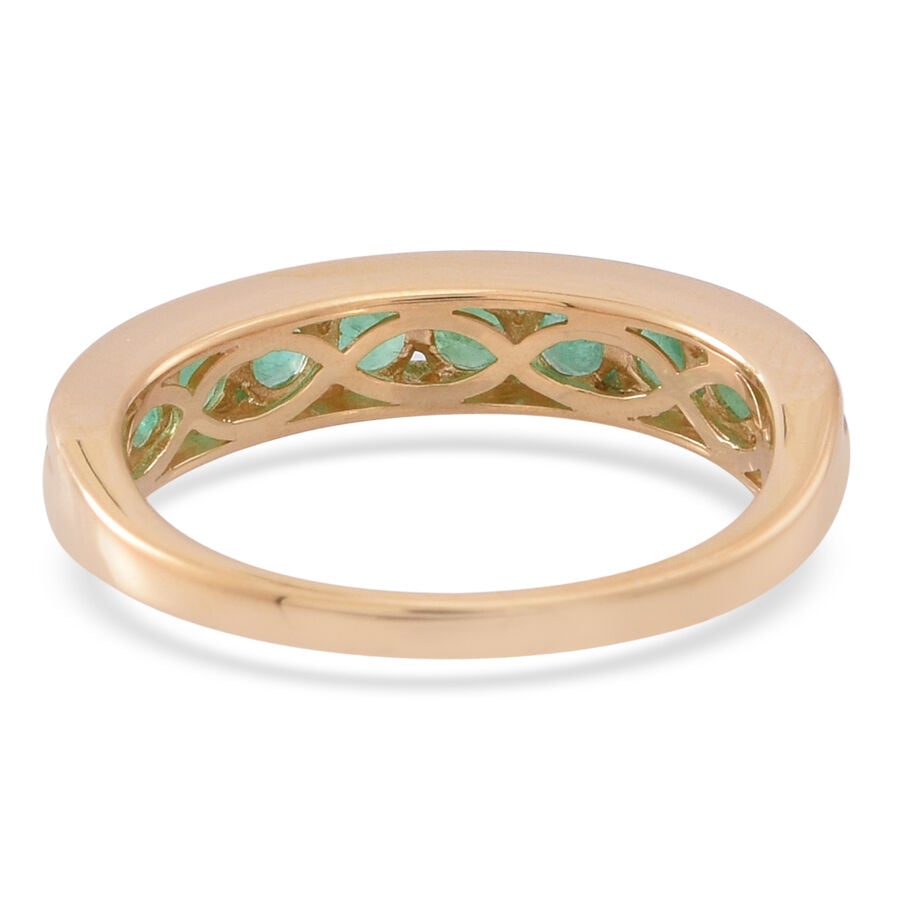 ILIANA 18K Y Gold Kagem Zambian Emerald (Rnd) Half Eternity Band Ring 1.000 Ct.