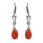 Coral Lever Back Earrings in Platinum Overlay Sterling Silver