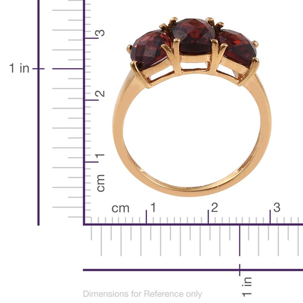 Mozambique Garnet (Cush) Trilogy Ring in 14K Yellow Gold Overlay Sterling Silver 3.000 Ct.