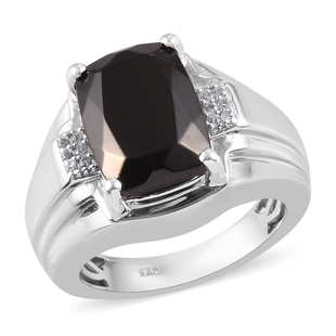 Elite Shungite and Natural Cambodian Zircon Ring in Platinum Overlay Sterling Silver 4.90 Ct, Silver