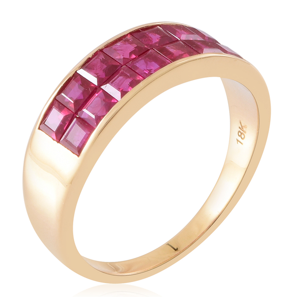 Signature Collection- ILIANA 18K Y Gold AAAA Princess Cut Ruby Ring 3.000 Ct.
