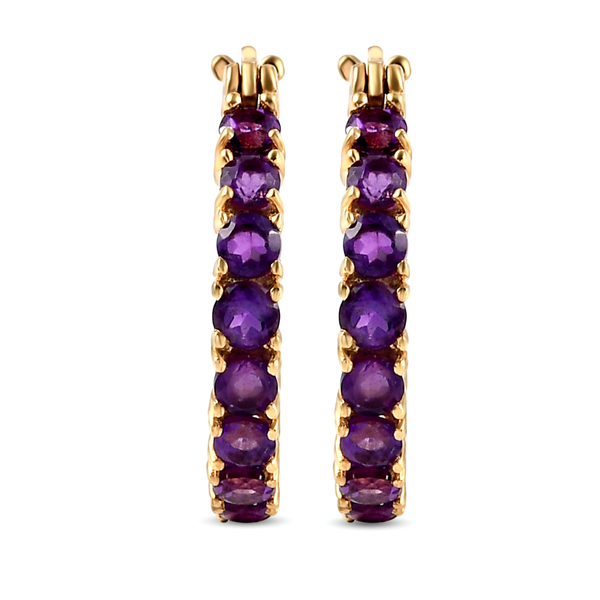 Amethyst Dangle Earrings (With Clasp) in 14K Gold Overlay Sterling Silver.