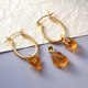 2 Piece Set - Citrine Pendant and Detachable Hoop Earrings with Clasp in 14K Gold Overlay Sterling Silver 13.00 Ct.