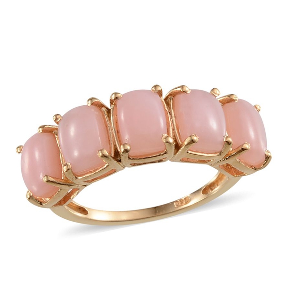 Peruvian Pink Opal (Cush) 5 Stone Ring in Yellow Gold Overlay Sterling Silver 4.250 Ct.