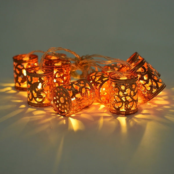Set of 10 - Rose Colour Cylindrical Shape LED String Lights