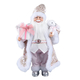 Christmas Decorative Santa Claus Holding Bear & Gifts (Size 45x27x11Cm) - White & Pink