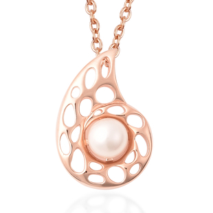 RACHEL GALLEY - Freshwater Pearl Pendant with Chain (Size 30) in Rose Gold Overlay Sterling Silver, 