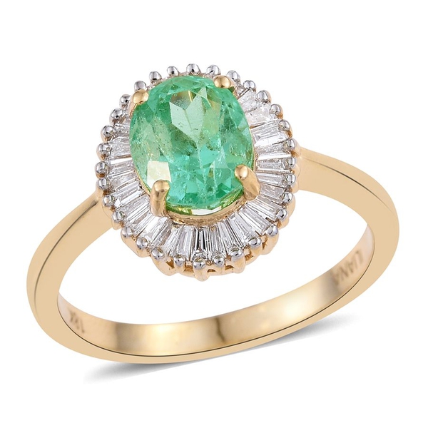 ILIANA 18K Y Gold Boyaca Colombian Emerald (Ovl 1.65 Ct), Diamond Ring 2.150 Ct.