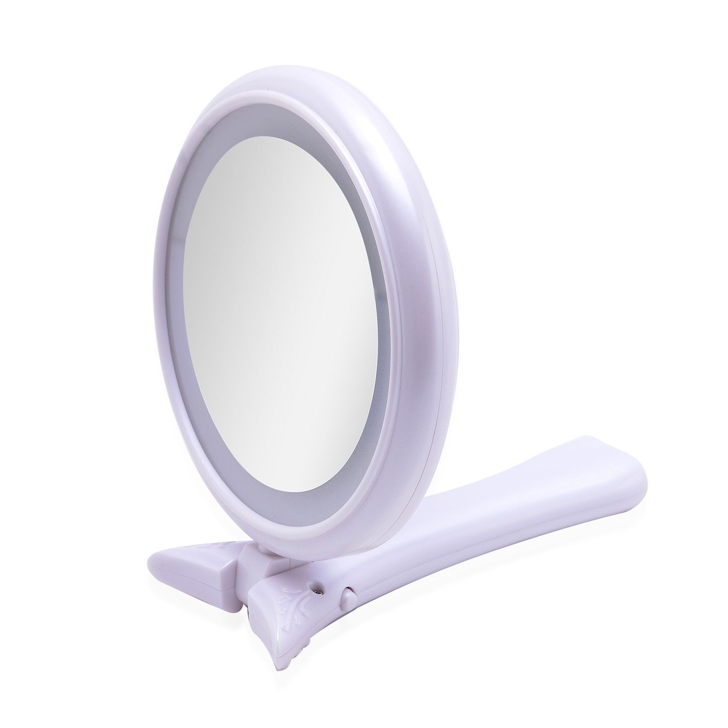 Hand Held Mirror with LED Light on Both Sides (Size 24.6x12.8x2 Cm)