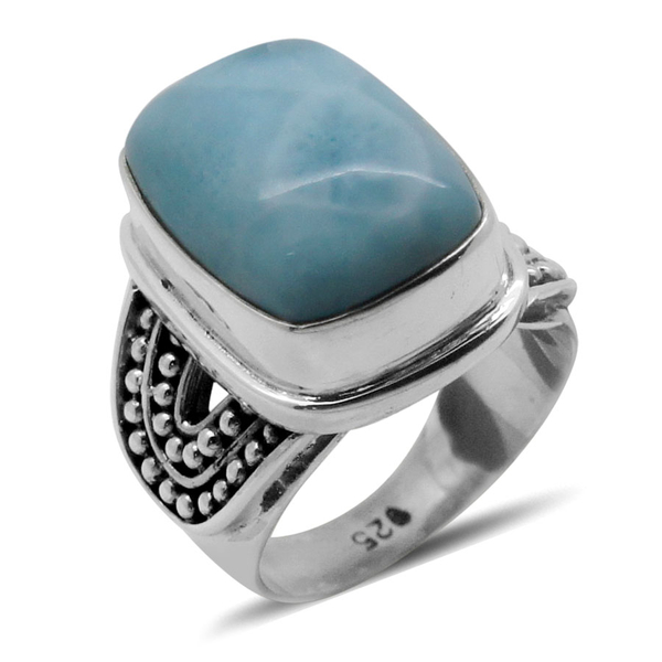 Royal Bali Collection Larimar (Cush) Solitaire Ring in Sterling Silver 10.040 Ct.