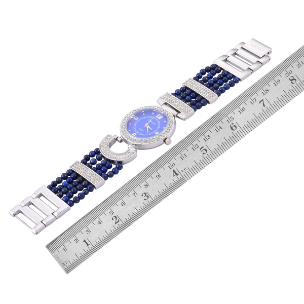 STRADA Japanese Movement Lapis Lazuli and Austrian Crystal Studded Watch