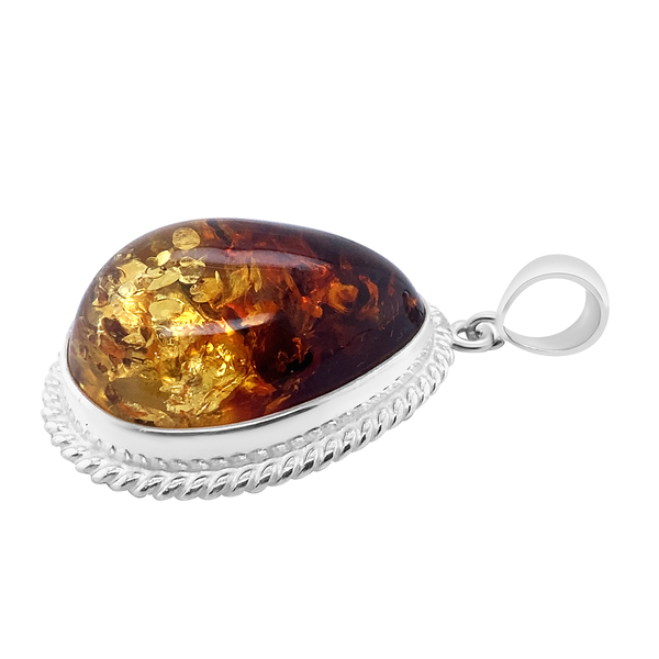 Natural Baltic Amber Pendant in Sterling Silver, Silver Wt. 6.30 Gms