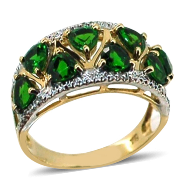 2 Carat AAA  Diopside Cluster Ring in 9K Yellow Gold 3 grams