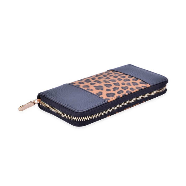 Leopard Pattern Black and Chocolate Colour Wallet (20x10x2.5 Cm)