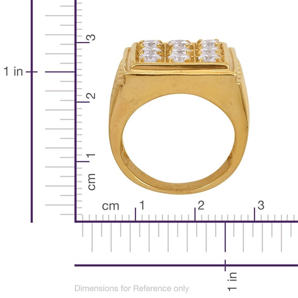 Lustro Stella - 14K Gold Overlay Sterling Silver (Rnd) Ring Made with Finest CZ 2.250 Ct.