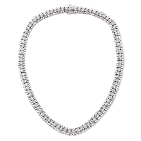 Lustro Stella - Platinum Overlay Sterling Silver (Rnd) Necklace (Size 18) Made with Finest CZ