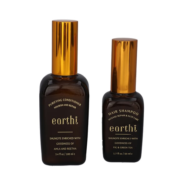Shungite Enriched Earthi  Amla and Reetha Purifying Hair Conditioner with complementary Green Tea an