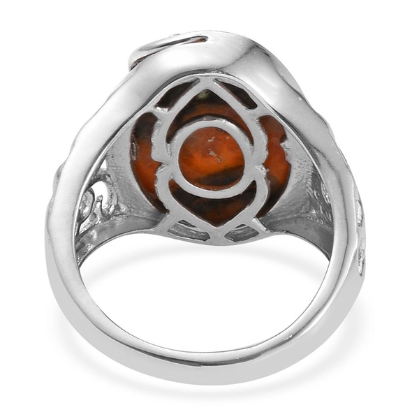 Bumble Bee Jasper (Ovl), Diamond Ring in Platinum Overlay Sterling Silver 9.250 Ct.