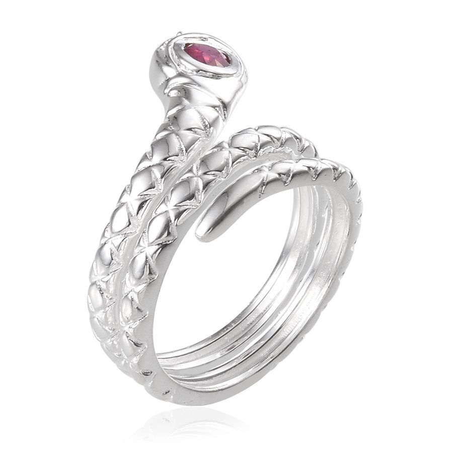 African Ruby (Ovl) Snake Ring in Sterling Silver 0.500 Ct.