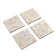 Set of 4 Small MDF Coasters with MOP (Size 10 Cm) - Cream & Ivory