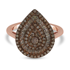 Natural Champagne Diamond Ring (Size I) in Rose Gold Overlay Sterling Silver 1.00 Ct.