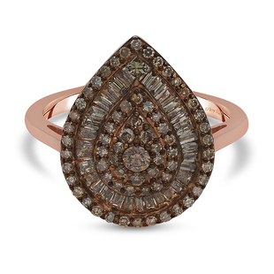 Natural Champagne Diamond Ring in Rose Gold Overlay Sterling Silver 1.00 Ct.