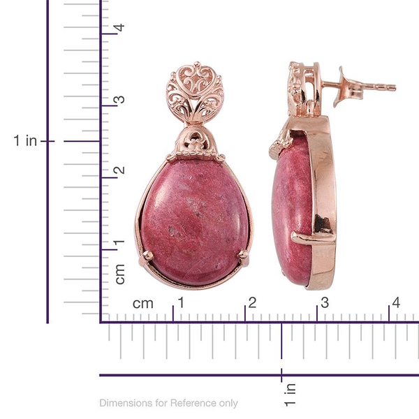 Norwegian Thulite (Pear) Earrings in Rose Gold Overlay Sterling Silver 28.750 Ct.