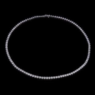14K White Gold Diamond (I1-I2/ G-H) Necklace (Size 18) 22.00 Ct, Gold wt 27.70 Gms