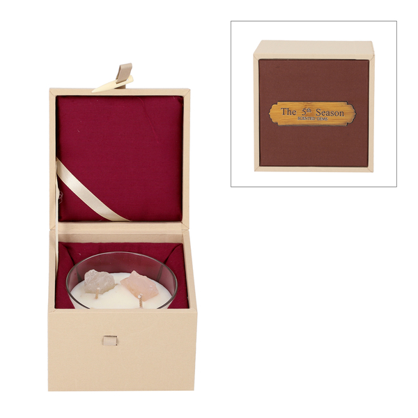The 5th Season Candle Cups with Crystal and Wooden Box - Pink