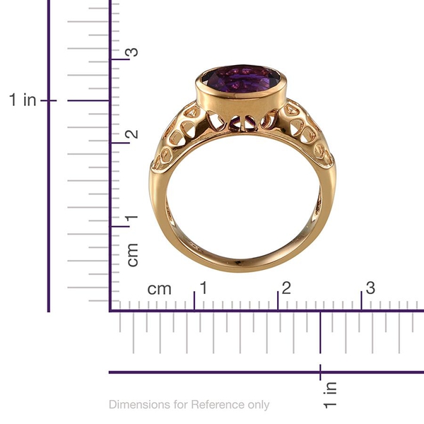 Checkerboard Cut Amethyst (Ovl) Solitaire Ring in 14K Gold Overlay Sterling Silver 3.250 Ct.