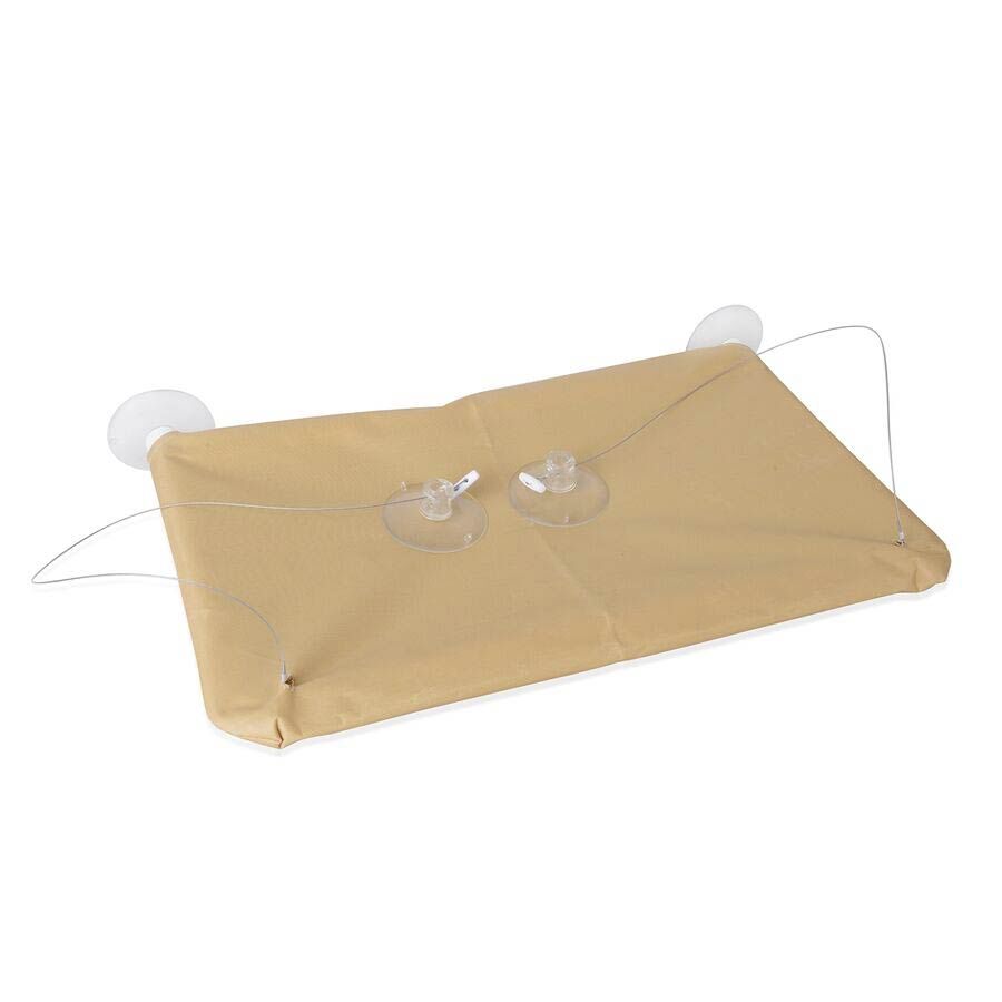 Khaki Colour Window Mounted PET Bed in Stainless Steel (Size 55.8x30.48x3.81 Cm)