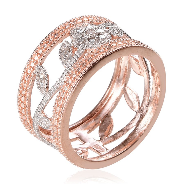 Diamond (Rnd) Floral and Leaves Band Ring in 18K Rose Gold Bond