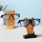 Set of 2 - Hand Carved Wooden Spectacle Holders - Owl & Cat