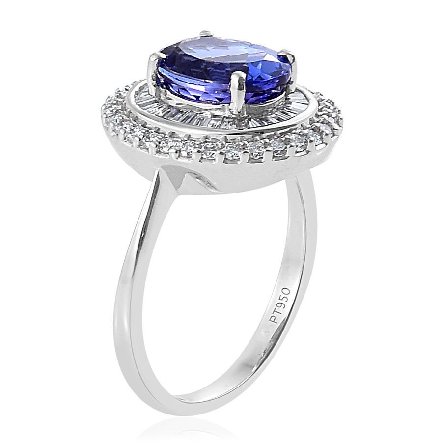RHAPSODY  950 Platinum AAAA Tanzanite and Diamond (VS-E-F) Ring 2.75 Ct, Platinum Wt. 6.61 Gms