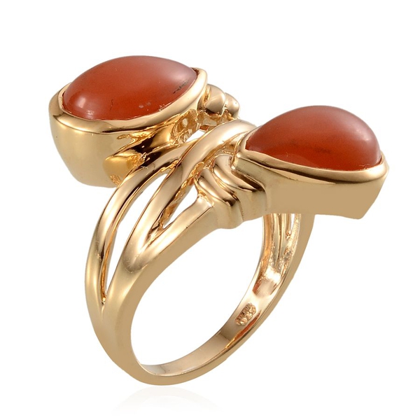 Mitiyagoda Peach Moonstone (Pear) Ring in 14K Gold Overlay Sterling Silver 8.750 Ct.