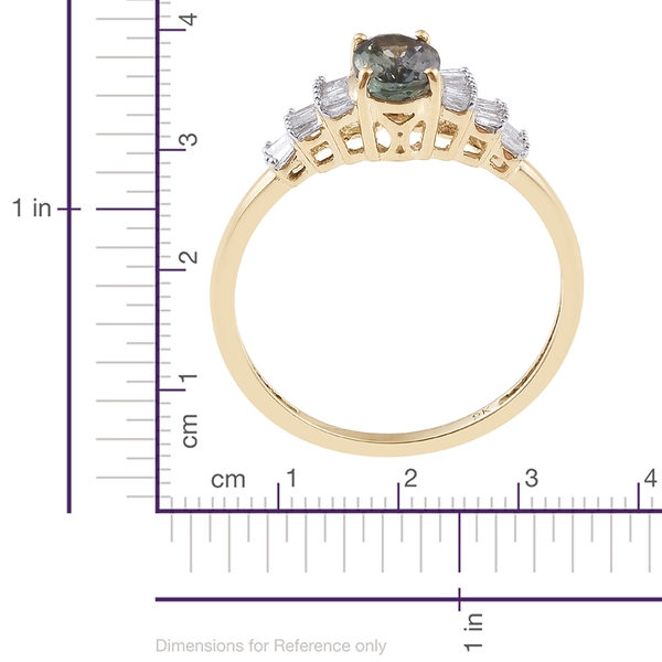 9K Y Gold Green Tanzanite (Ovl 1.00 Ct), Diamond Ring 1.150 Ct.