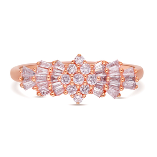 9K Rose Gold SGL Certified Natural Pink Diamond (I3) Ballerina Ring 0.50 Ct.