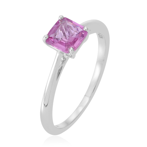 ILIANA 18K W Gold Pink Sapphire (Asscher Cut) Solitaire Ring 1.000 Ct.