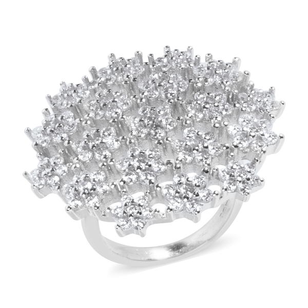 ELANZA Simulated Diamond (Rnd) Constellation Ring in Rhodium Overlay Sterling Silver, Silver wt 9.70