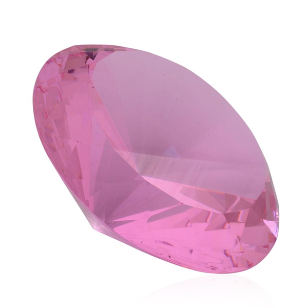 TJC Exclusive Diamond Cut Pink Glass Crystal with Stand (20cms) in a Gift Box