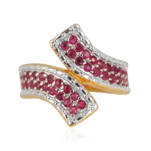 Ruby (Rnd) Crossover Ring in 14K Gold Overlay Sterling Silver 1.000 Ct.