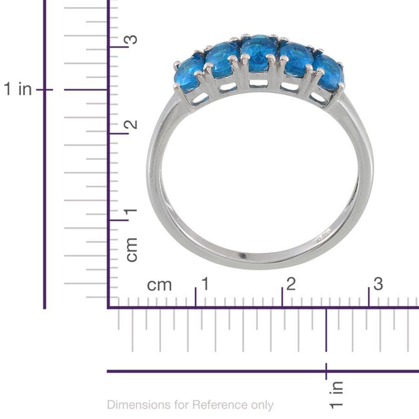 Malgache Neon Apatite (Ovl) 5 Stone Ring in Platinum Overlay Sterling Silver 1.250 Ct.