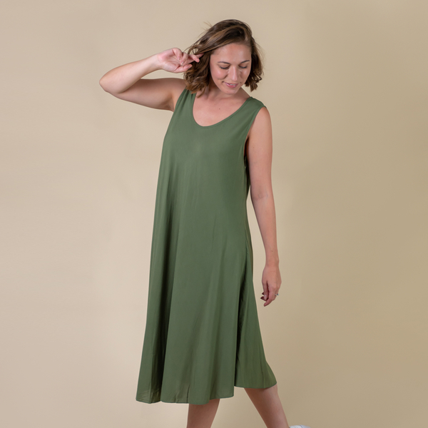 TAMSY 100% Viscose Womens Print Dress (Size:60x105Cm) - Green