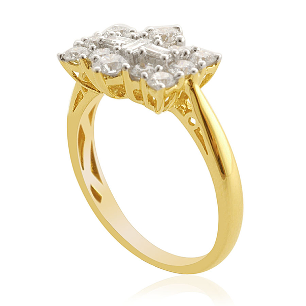 ILIANA 18K Yellow Gold 1 Carat Diamond Boat Cluster Ring, SI G-H, IGI Certified