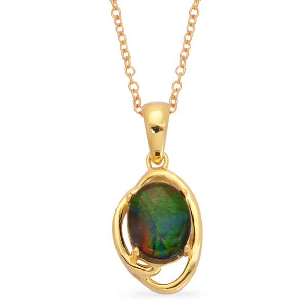 Canadian Ammolite (Ovl) Solitaire Pendant With Chain in Yellow Gold ...