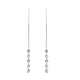 Simulated Diamond Dangling Earrings (With Pin Post) in Silver Tone