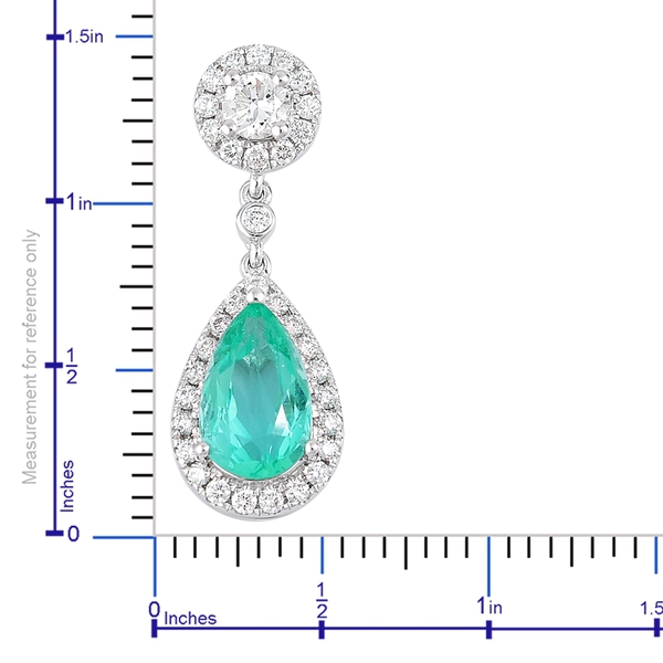 One of a Kind- ILIANA 18K White Gold AAA Boyaca Colombian Emerald (Pear) Diamond (Si/G-H) Teardrop Pendant 1.618 Ct.