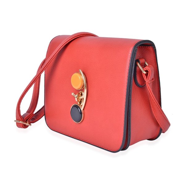 Red Colour Crossbody Bag with Swing Lock Closure and Adjustable Shoulder Strap (Size 19.5X17X6.5 Cm)